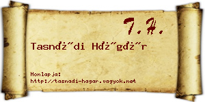 Tasnádi Hágár névjegykártya